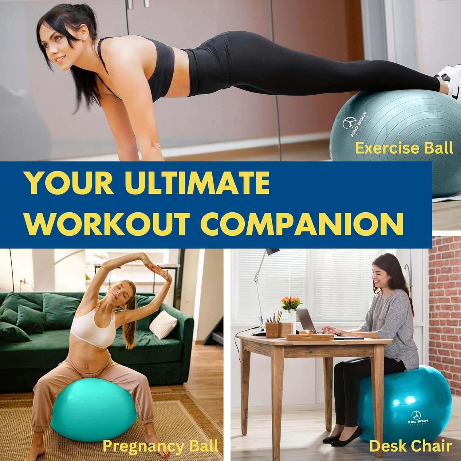 Ball Yoga Ball Exercise Ball, Fresh Colors Balance Ball or Pregnancy Ball for Stability, as a Yoga Ball Chair, Therapy Ball Workout Ball or Birthing Ball for Pregnancy